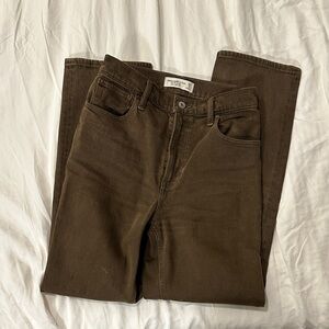 Abercrombie & Fitch The 90s Straight Ultra High Rise Brown Jeans